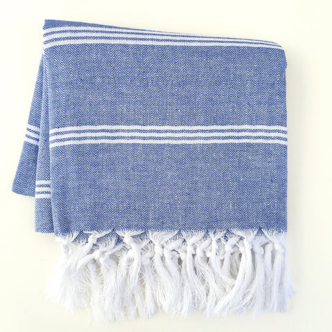 Blissful Organic Turkish Towel - Sapphire Blue