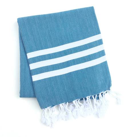 Bandol Organic Cotton Hand-loomed Mediterranean Blue Pestemal Turkish towel