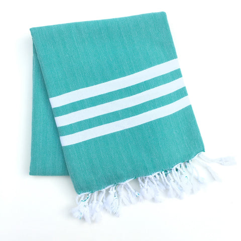 Bandol Organic Cotton Hand-loomed Teal Green Pestemal Turkish towel