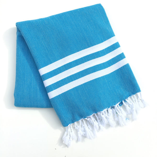 Bandol Organic Cotton Hand-loomed Turquoise Pestemal Turkish towel