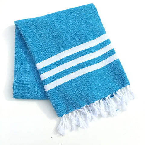 Bandol Organic Cotton Hand-loomed Turquoise Pestemal Turkish towel
