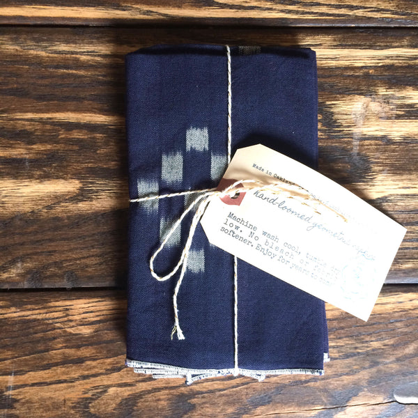 Handloomed Geometric Napkins - Blue (Set of 4)
