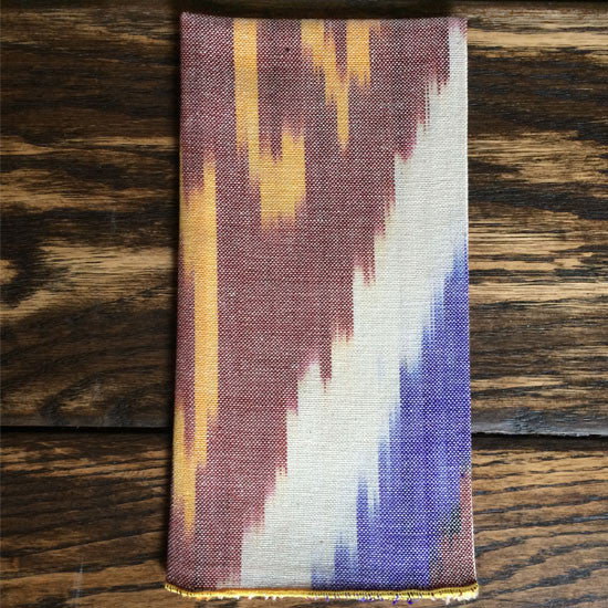 Handloomed Ikat Napkins - Umber, Purple & Yellow (Set of 4)
