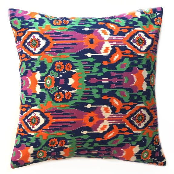 Vintage Printed Ikat Pillow Cover - Kokand