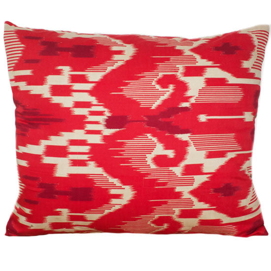 Vintage Printed Ikat Throw Pillow Cover - Brilliant Reds