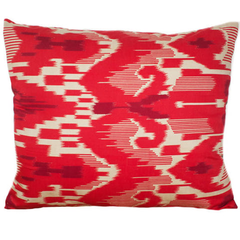 Vintage Printed Ikat Throw Pillow Cover - Brilliant Reds