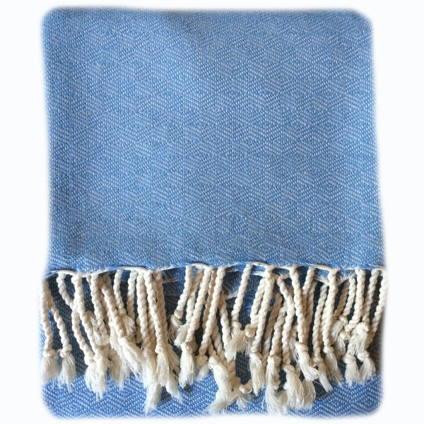Diamond Organic Throw Blanket - Bluebell
