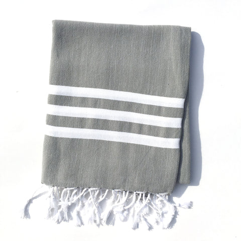 Bandol Organic Cotton Turkish Towel - Charcoal Grey