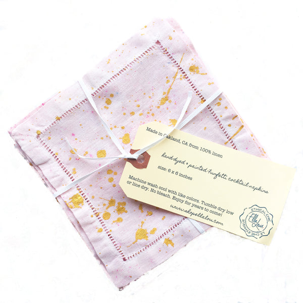 Funfetti Splatter-painted Cocktail Napkins - Rosé (set of 4)