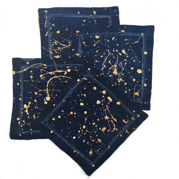 Funfetti Spatter-painted Cocktail Napkins - Indigo (set of 4)