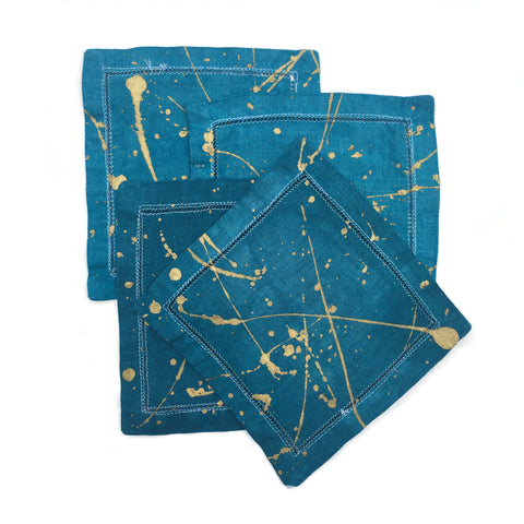 Funfetti Splatter-painted Cocktail Napkins - Teal (set of 4)