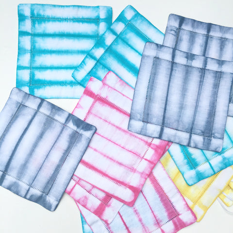 Hand-dyed Striped Linen Cocktail Napkins (Set of 4)
