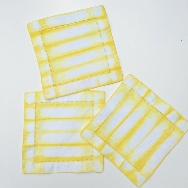 Hand-dyed Striped Linen Cocktail Napkins (Set of 4)