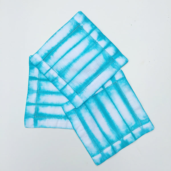 Hand-dyed Striped Linen Cocktail Napkins (Set of 4)