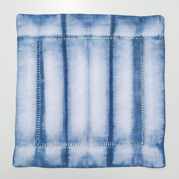 Hand-dyed Striped Linen Cocktail Napkins (Set of 4)