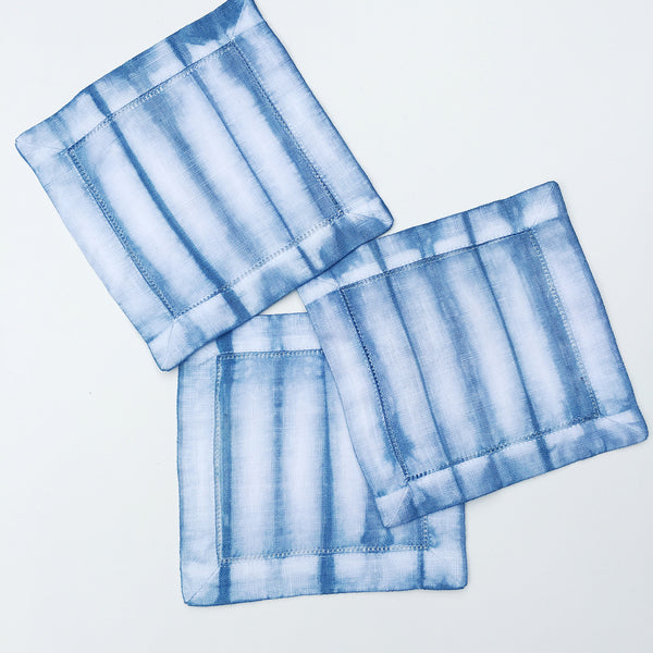Hand-dyed Striped Linen Cocktail Napkins (Set of 4)