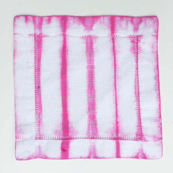 Hand-dyed Striped Linen Cocktail Napkins (Set of 4)