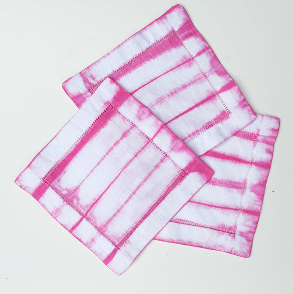 Hand-dyed Striped Linen Cocktail Napkins (Set of 4)