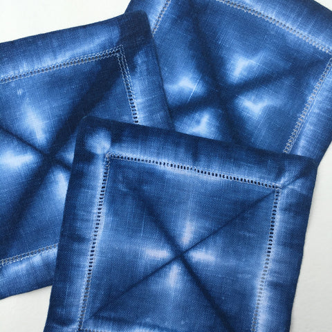 Shibori Linen Cocktail Napkins (Set of 4)