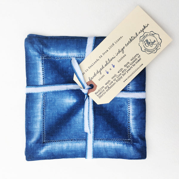 Shibori Linen Cocktail Napkins (Set of 4)