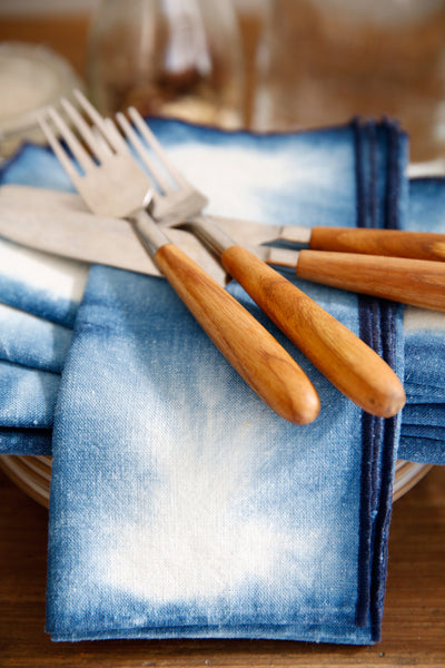 Indigo Shibori Cotton & Hemp Napkins (Set of 4)