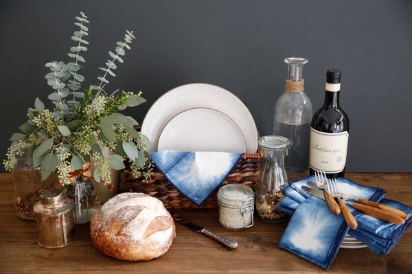 Indigo Shibori Cotton & Hemp Napkins (Set of 4)