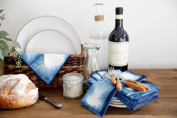 Indigo Shibori Cotton & Hemp Napkins (Set of 4)