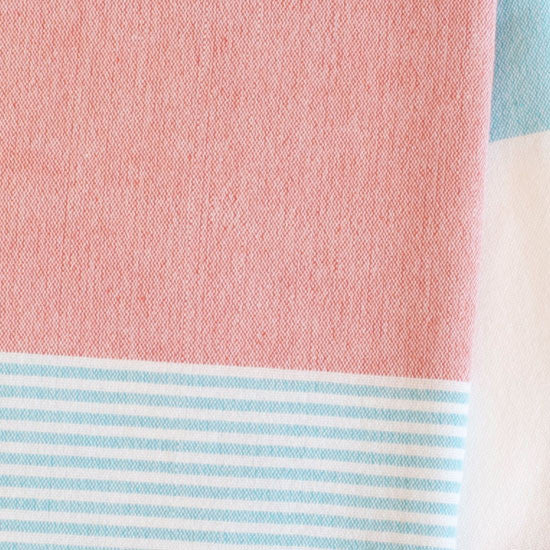 Bonbon Organic Turkish Towel - Turquoise & Sienna