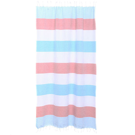 Bonbon Organic Turkish Towel - Turquoise & Sienna