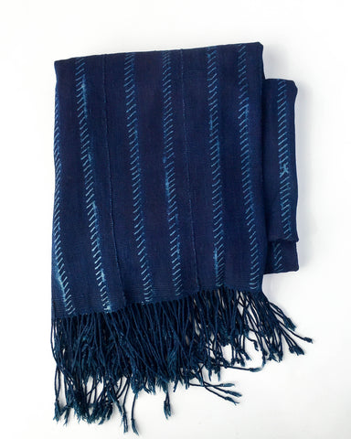 Vintage Indigo Throw Blanket from Mali - Trois