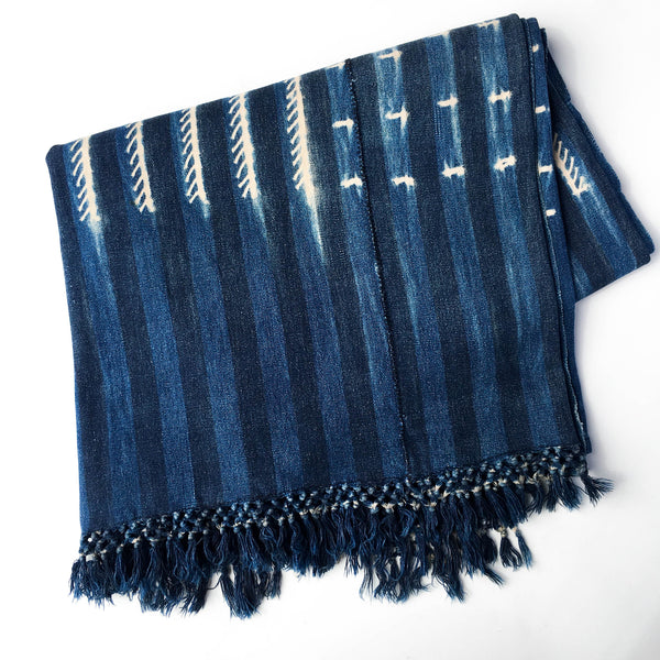 Vintage Indigo Throw Blanket from Mali - Quatre