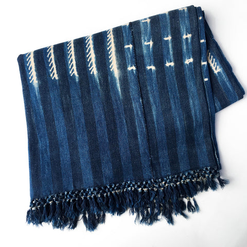 Vintage Indigo Throw Blanket from Mali - Quatre