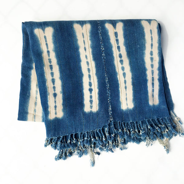 Vintage Indigo Throw Blanket from Mali - Quatre