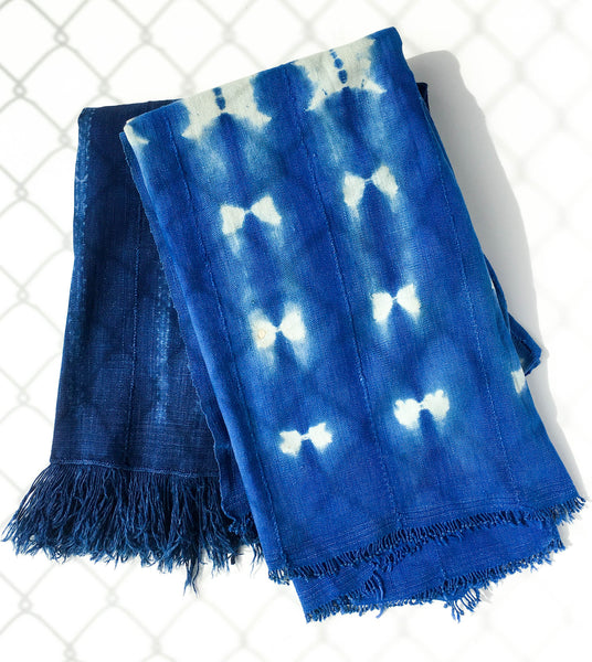 Vintage Indigo Throw Blanket from Mali - Une