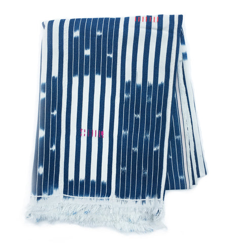 Vintage Indigo Throw Blanket from Mali - Huit