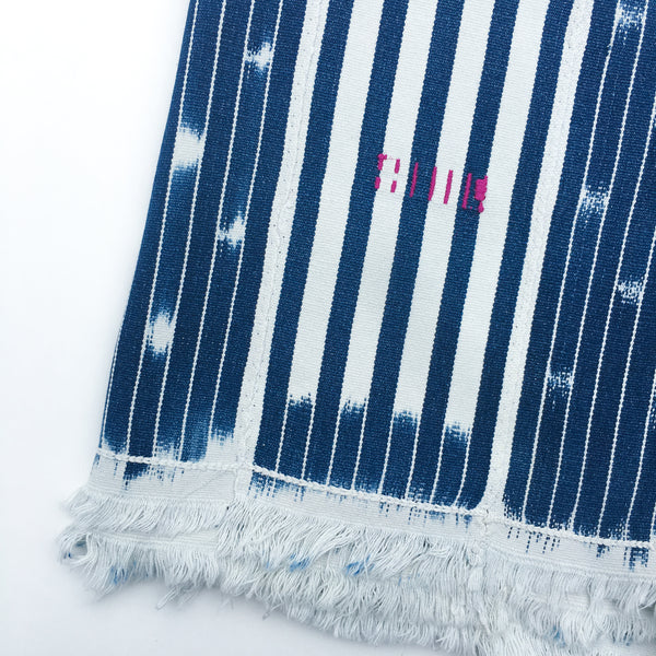 Vintage Indigo Throw Blanket from Mali - Huit