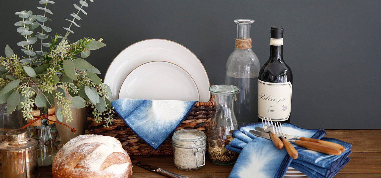 Hand-dyed Indigo Shibori Napkins